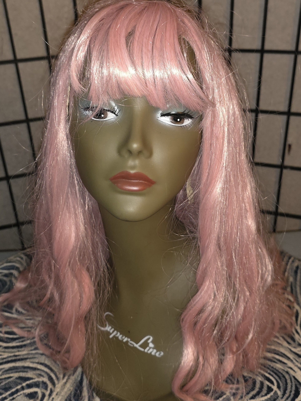 Swiking, Pink Long Synthetic Wig with Bangs